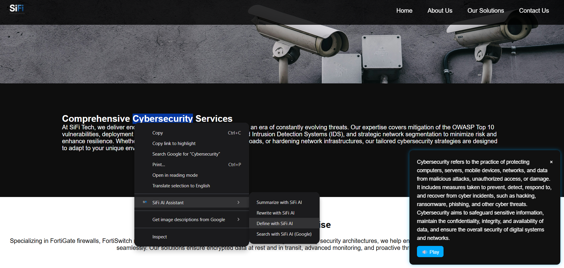SiFi AI Extension Screenshot